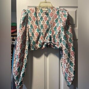 PinUp Girl Clothing Hayworth Wrap Top in SoCal Dreaming NWOT Size M